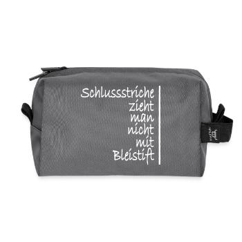 Schlussstrich Schluss machen Neuanfang Weiss - Recycelte Kulturtasche - Anthrazit - Vorne