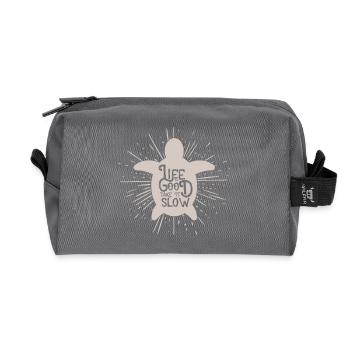 Life is Good Take it Slow Turtle Gift - Recycelte Kulturtasche - Anthrazit - Vorne