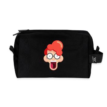 Crazy redhead with glasses - Recycled Toiletry Zip Bag - black - Front