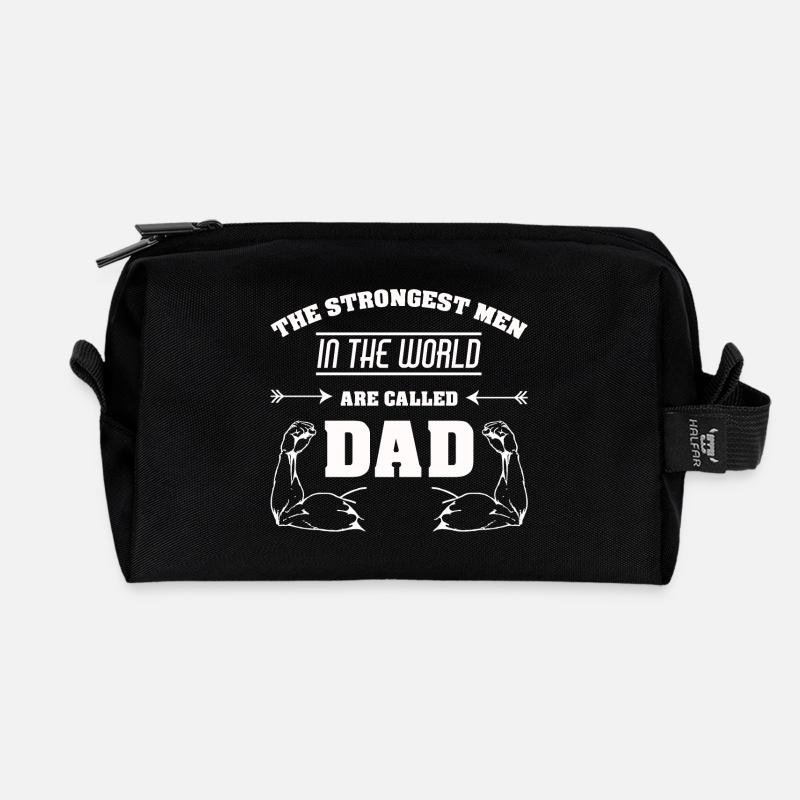 STRONGEST MAN DAD STRONG MAN PAPA FATHER - Recycled Toiletry Zip Bag - black