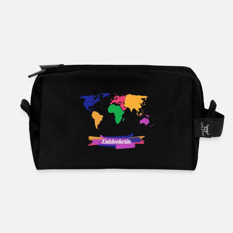 Discoverer world trip - Recycled Toiletry Zip Bag - black