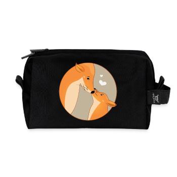 Animal Fox Love Family Mother Child Father - Recycled Toiletry Zip Bag - black - Front