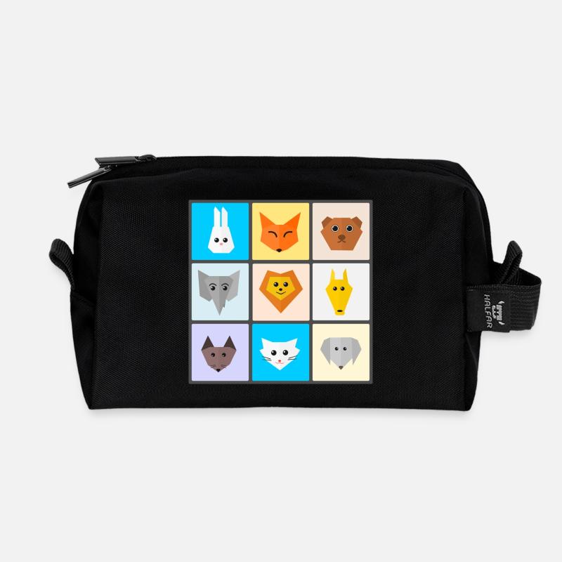 animals - Recycled Toiletry Zip Bag - black