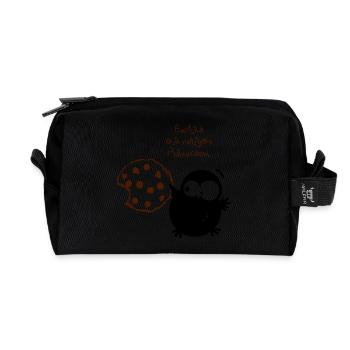 An owl / / Finally a quiet place. - Recycled Toiletry Zip Bag - black - Front
