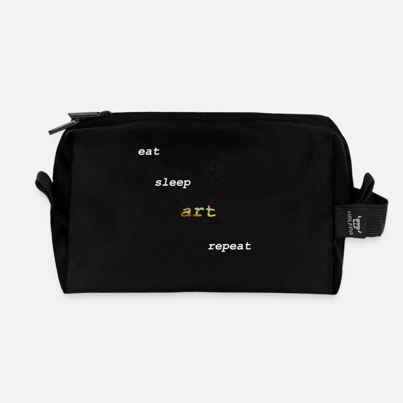 eat sleep art repeat tshirt - Recycelte Kulturtasche - Schwarz