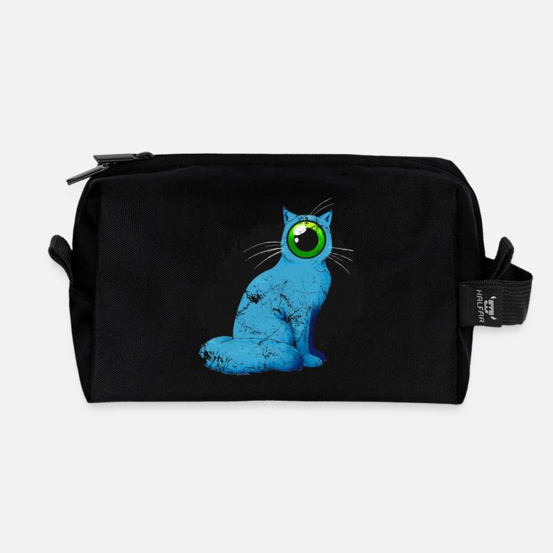 Cyclops cat Weird - Recycled Toiletry Zip Bag - black