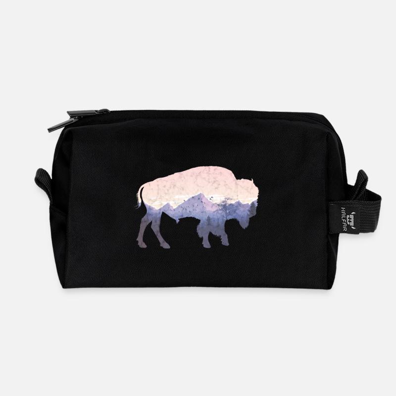 Bison used look - Recycelte Kulturtasche - Schwarz