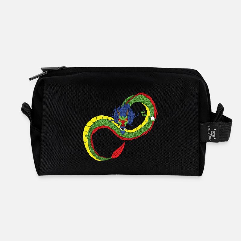 Drachen - Unendlichkeit - chinesischer Drache - Recycelte Kulturtasche - Schwarz