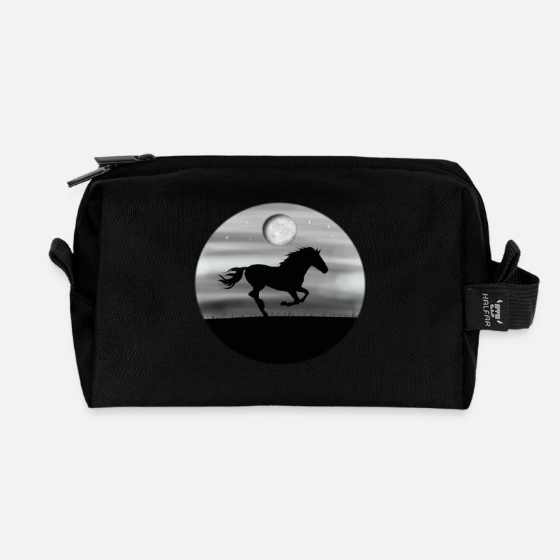 Pferd Pferde Mond - Recycelte Kulturtasche - Schwarz