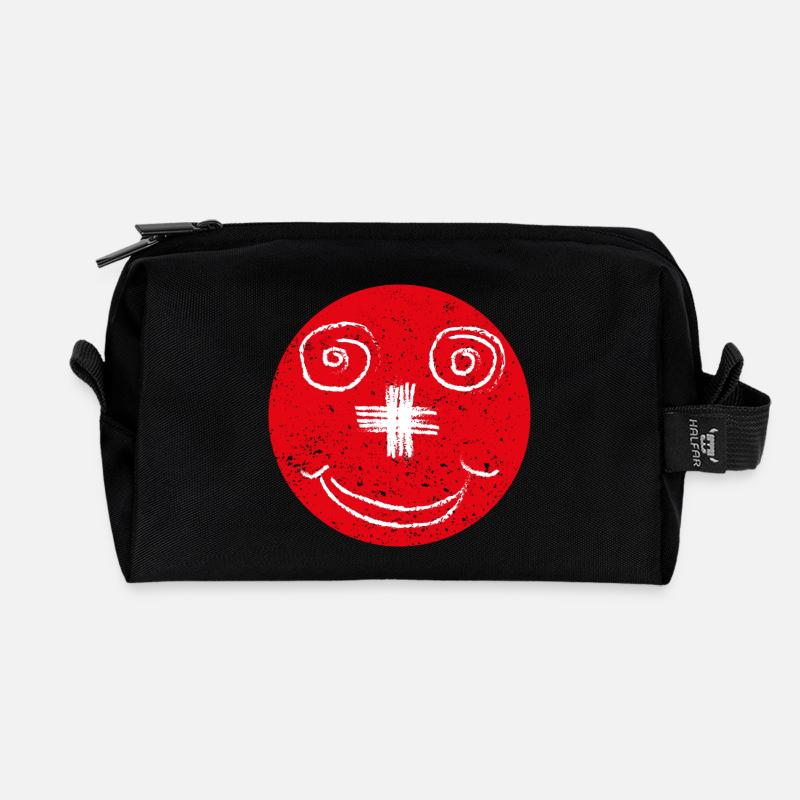 Schweizer Smiley - Recycelte Kulturtasche - Schwarz