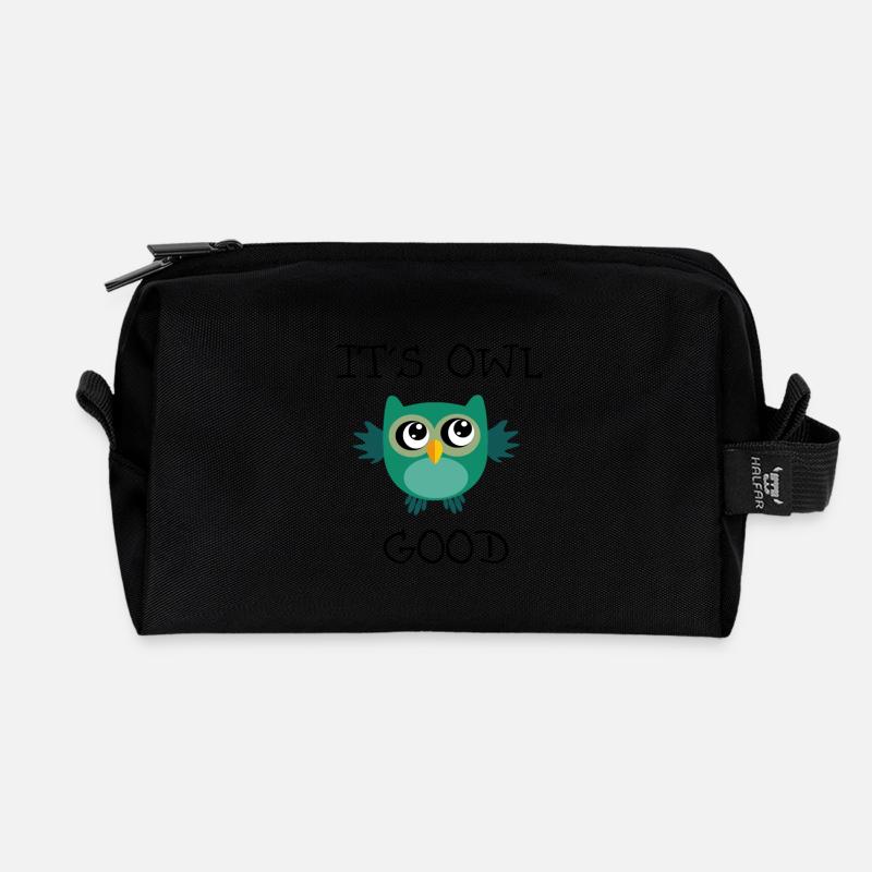It s owl good Eulen Shirt - Recycelte Kulturtasche - Schwarz