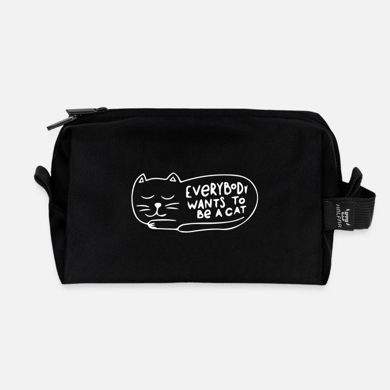 Everyone wants to be a cat - Recycled Toiletry Zip Bag - black