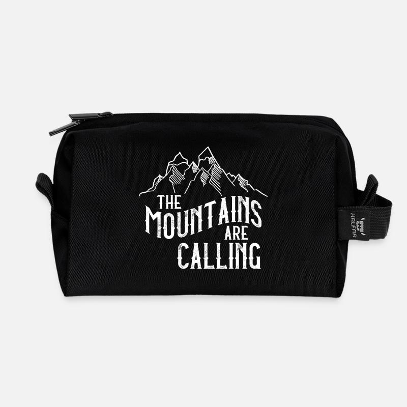 Mountains are calling - hiking, climbing, nature - Recycled Toiletry Zip Bag - black