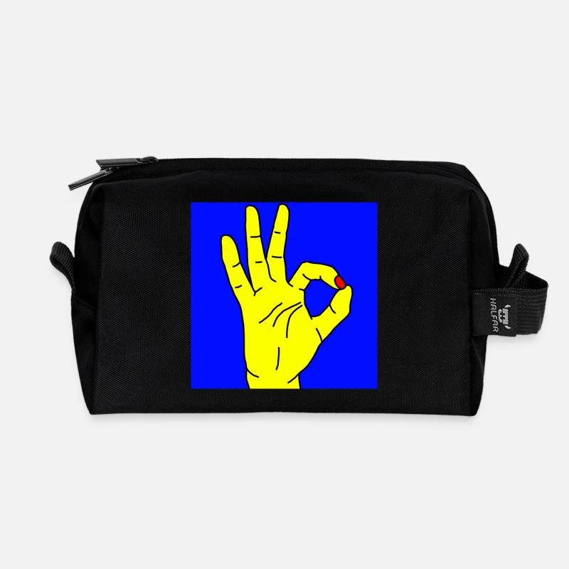 okay blue - Recycled Toiletry Zip Bag - black