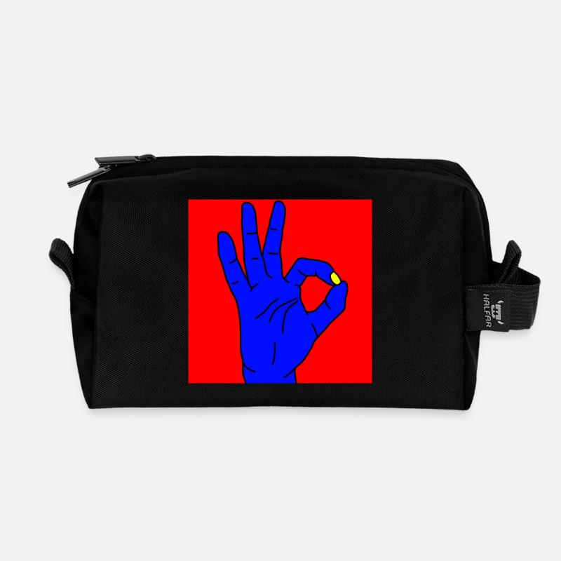 okay, red - Recycled Toiletry Zip Bag - black