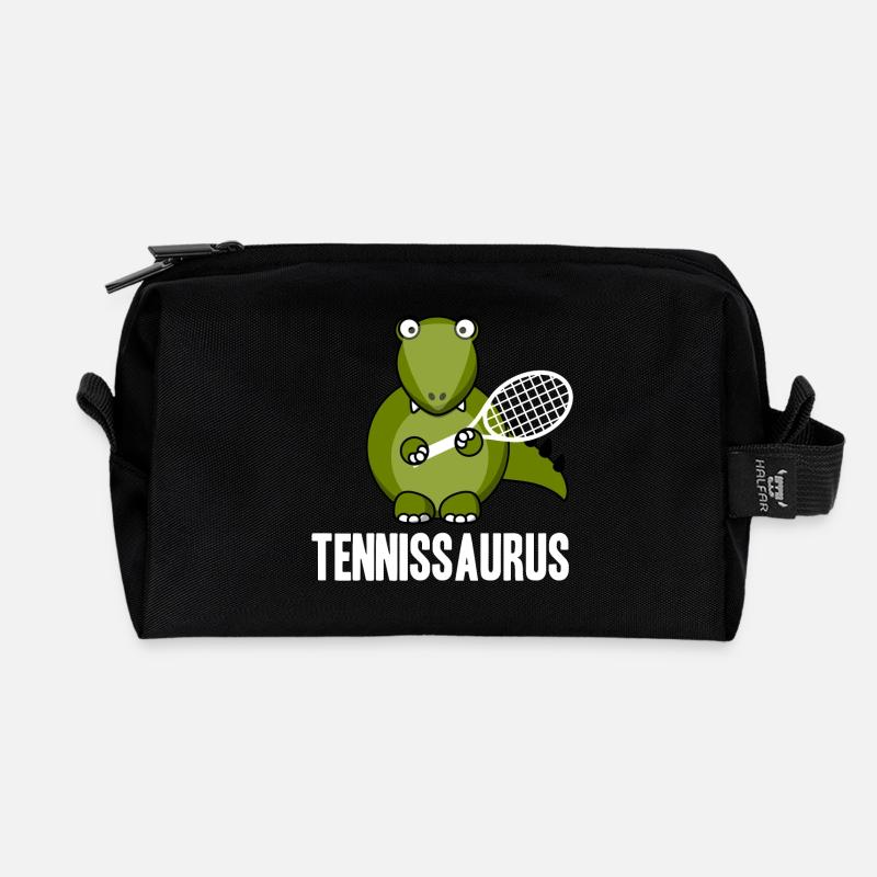 Dinosaurier Tennis T-Rex Geschenkidee - Recycelte Kulturtasche - Schwarz