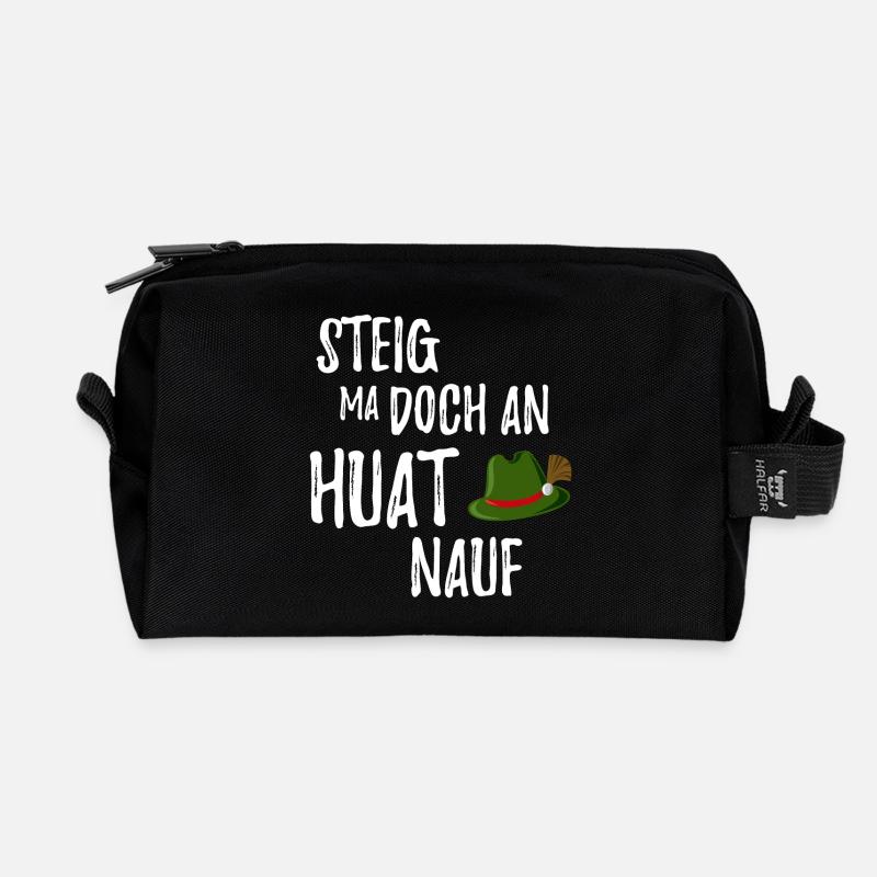 Steig ma doch an Huat nauf Bayrischer Spruch - Recycelte Kulturtasche - Schwarz