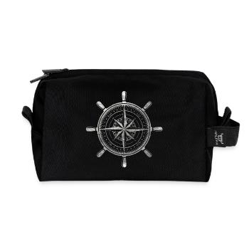 Compass grunge - Recycled Toiletry Zip Bag - black - Front