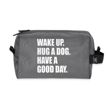 Dog Dogs Saying Proverbs - Recycled Toiletry Zip Bag - anthracite - Front