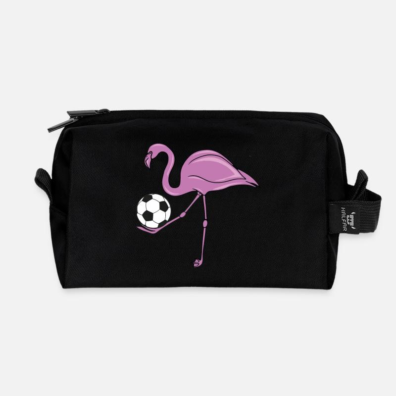 Flamingo Fußball Pink Soccer Geschenk - Recycelte Kulturtasche - Schwarz