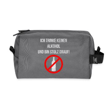 Ich trinke keinen Alkohol und bin stolz drauf! - Recycelte Kulturtasche - Anthrazit - Vorne