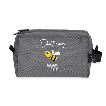 Do not worry bee happy / white - Recycled Toiletry Zip Bag - anthracite - Front