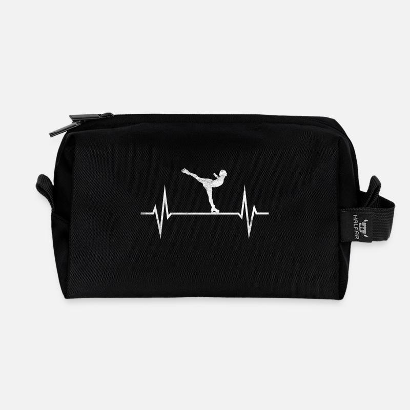 Eiskunstlauf Eiskunstläufer EKG Heartbeat Geschenk - Recycelte Kulturtasche - Schwarz