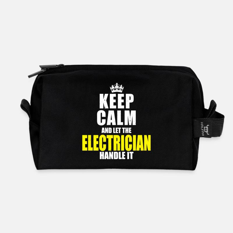 Elektriker Keep calm Sprueche Spruch Geschenk - Recycelte Kulturtasche - Schwarz