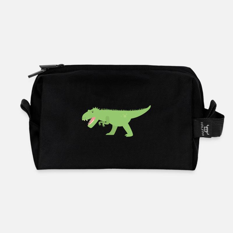 Jagender Dinosaurier - Recycelte Kulturtasche - Schwarz