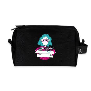 flea market - Recycled Toiletry Zip Bag - black - Front