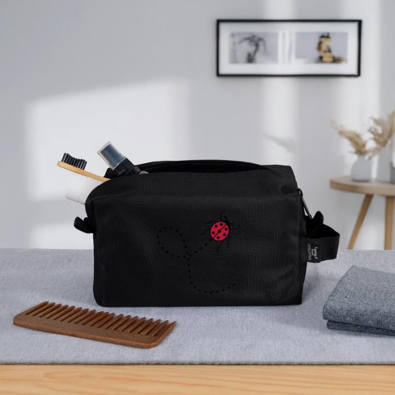 line dashed path path ladybug small sues Recycled Toiletry Zip Bag