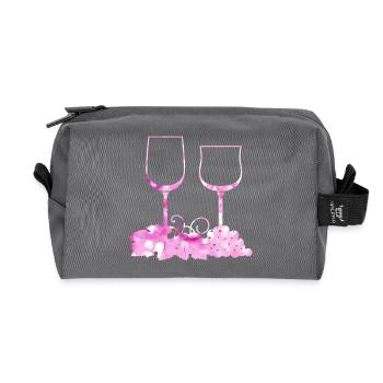 Weingläser Weinrebe Weinblatt - Recycelte Kulturtasche - Anthrazit - Vorne
