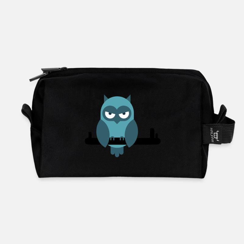 Eule der anderen Art, Geschenkidee für jedermann - Recycelte Kulturtasche - Schwarz
