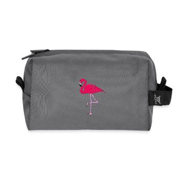 Pink flamingo - Recycled Toiletry Zip Bag - anthracite - Front