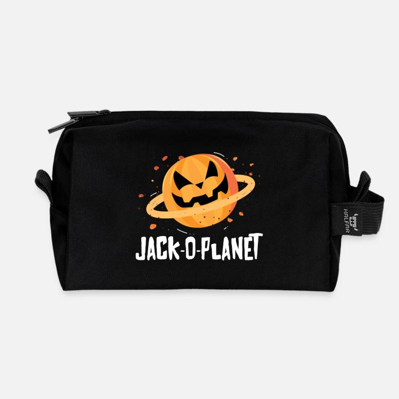 Halloween Kürbis Gesicht Jack-O-Planet - Recycelte Kulturtasche - Schwarz