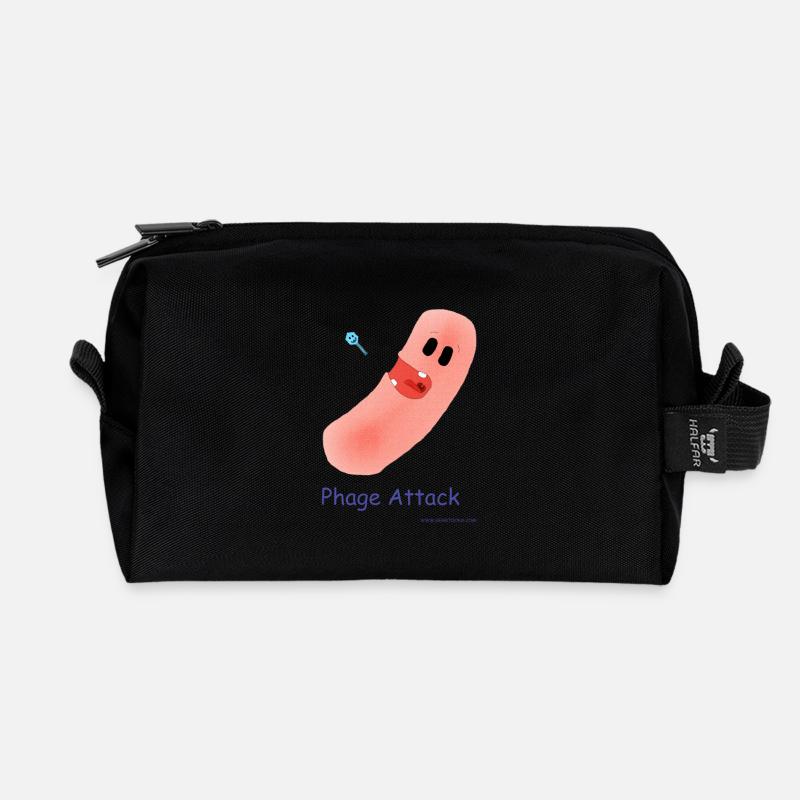 Attaque du phage - Bactéries et bactériophages - Trousse de toilette en tissu recyclé - noir