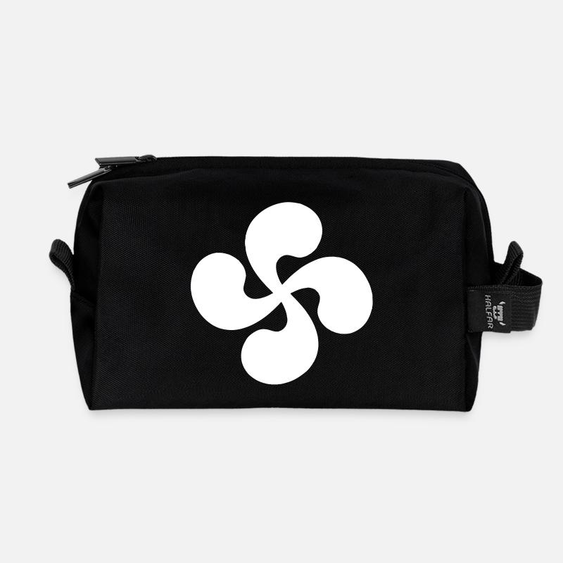 Basque Red Cross alone - Recycled Toiletry Zip Bag - black