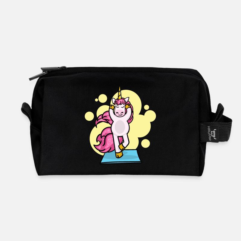 Pilates Unicorn Übung Training Workout Gym - Recycelte Kulturtasche - Schwarz