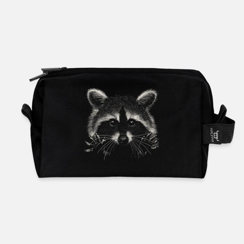 Waschbär - Recycelte Kulturtasche - Schwarz