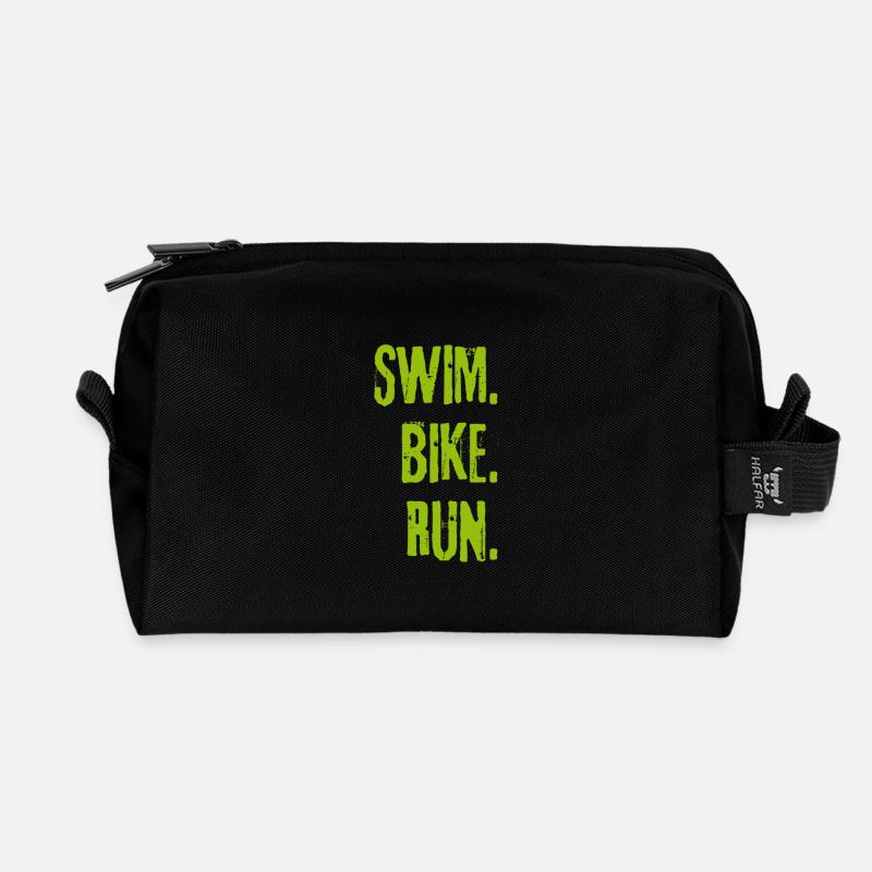 SWIM BIKE RUN - Recycelte Kulturtasche - Schwarz