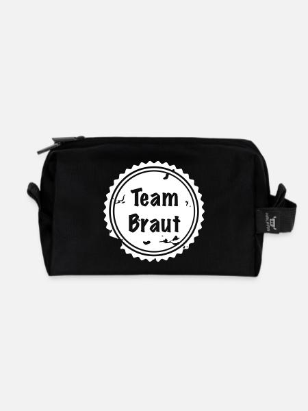 Team Braut Badge - Recycelte Kulturtasche - Schwarz