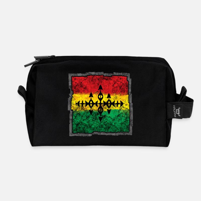 Abstract Reggae Coloring Cross - Recycled Toiletry Zip Bag - black