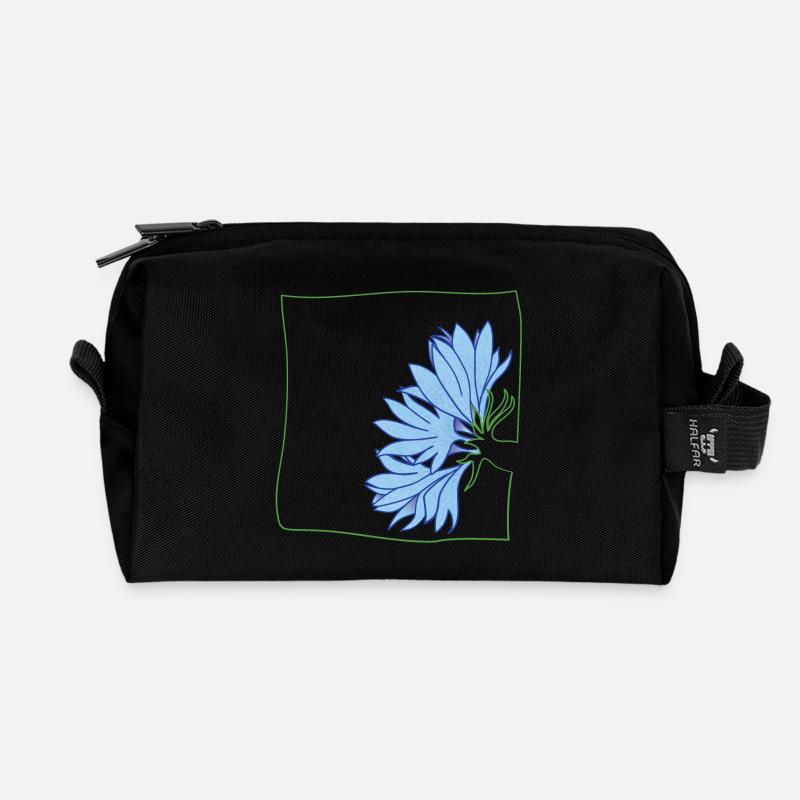 Kornblume minimalistisch - Recycelte Kulturtasche - Schwarz