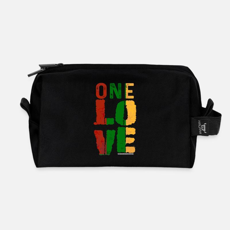 One Love Reggae Farbenband - Recycelte Kulturtasche - Schwarz