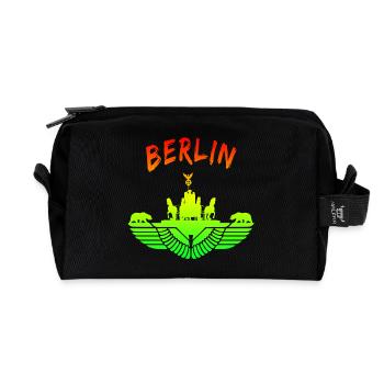 Berlin Design / Berliner Bär Brandenburger Tor - Trousse de toilette en tissu recyclé - noir - Devant