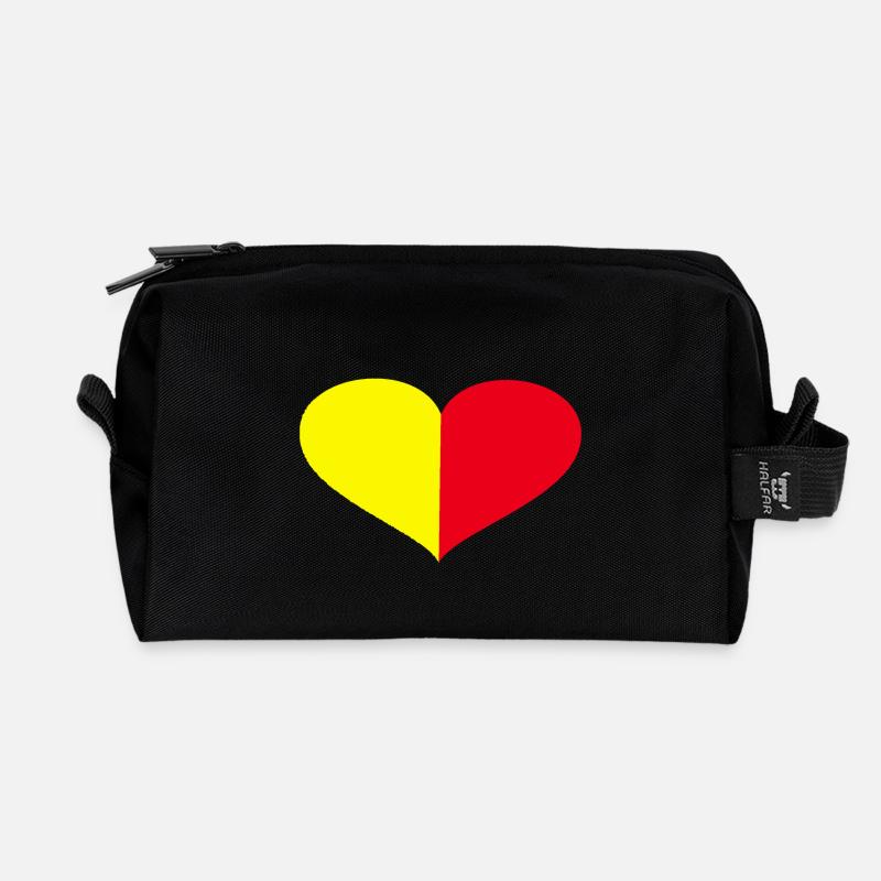 Heart beats yellow red - Recycled Toiletry Zip Bag - black