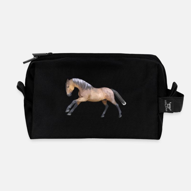 Energisches Galopp-Pferdedesign - Recycelte Kulturtasche - Schwarz