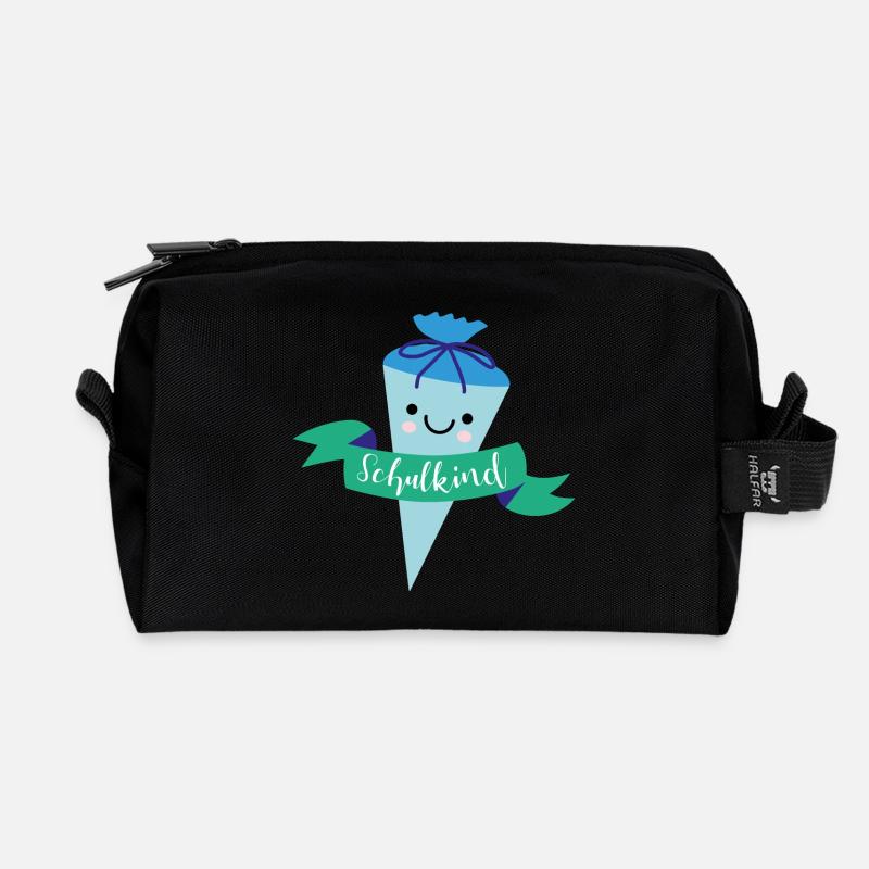 Schultüte in blau - Recycelte Kulturtasche - Schwarz
