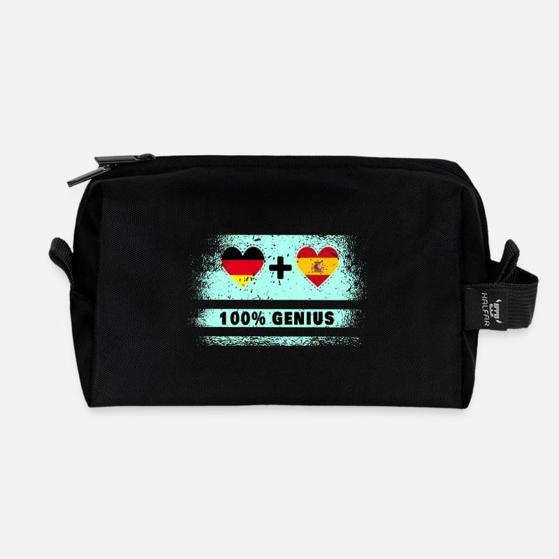 Deutschland und Spanien 100% genial / Geschenk - Recycelte Kulturtasche - Schwarz