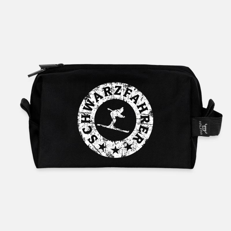 Schwarzfahrer Après-Ski Skifahrer (Vintage/Weiß) - Recycelte Kulturtasche - Schwarz